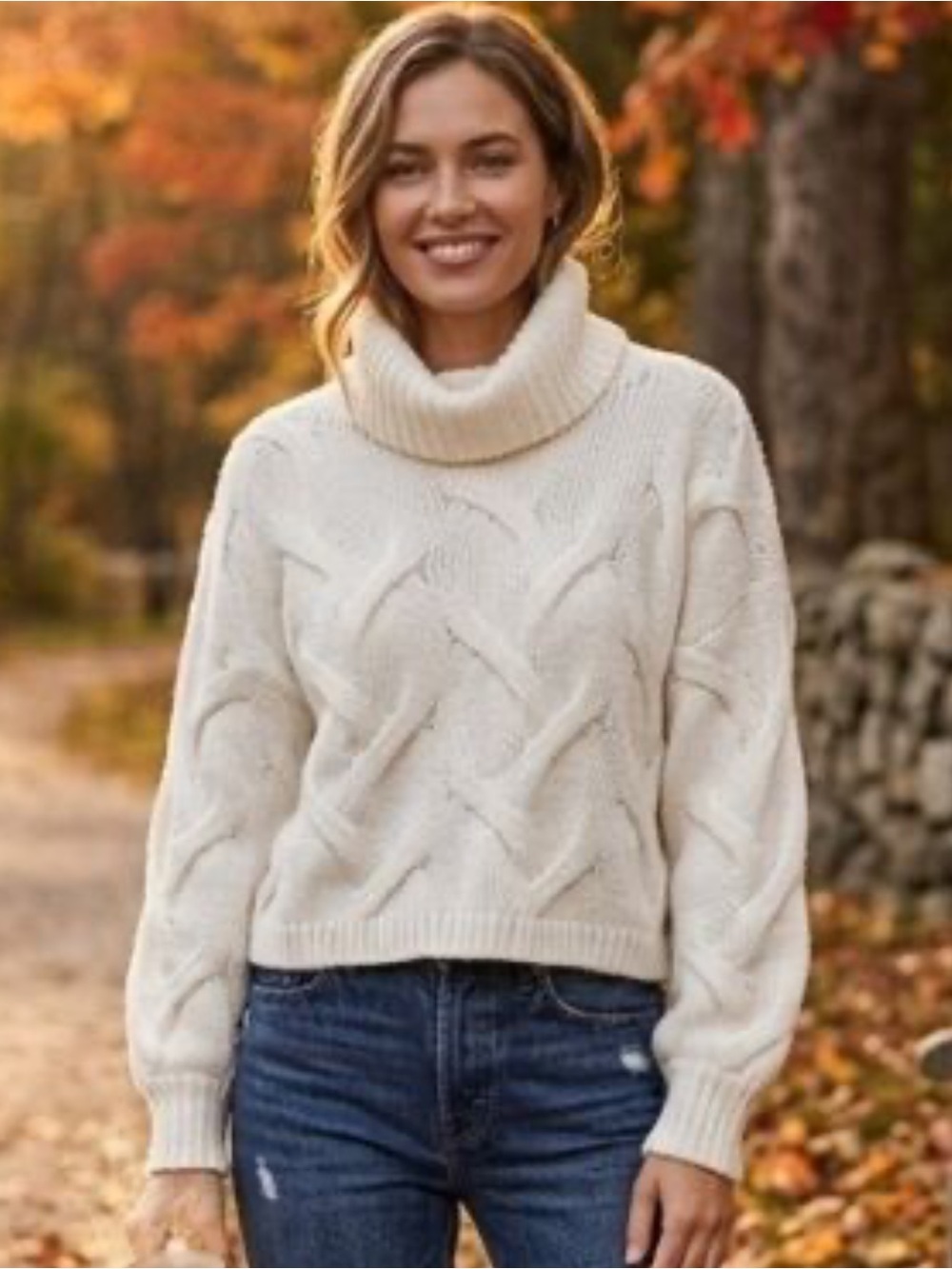 Madewell Somervell Wool Blend Cable Turtleneck Cream Oversized Sweater Size XXS